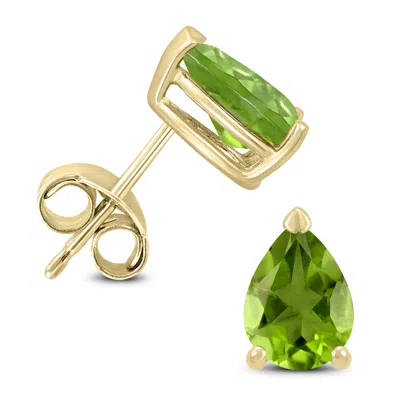 Sselects 14k 7x5mm Pear Peridot Earrings In Green