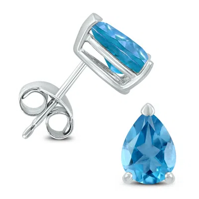 Sselects 14k 7x5mm Pear Topaz Earrings In Blue