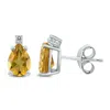 SSELECTS 14K 8X6MM PEAR CITRINE AND DIAMOND EARRINGS