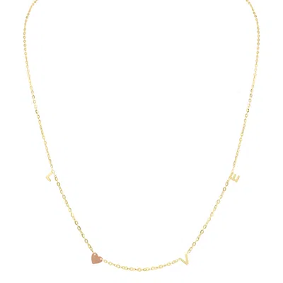 Sselects 14k Solid Yellow And Love Necklace With Lobster Clasp In Multi