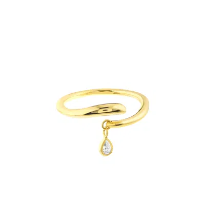 Sselects 14k Solid Yellow Gold 1/20 Ctw Natural Diamond Tear Drop Ring