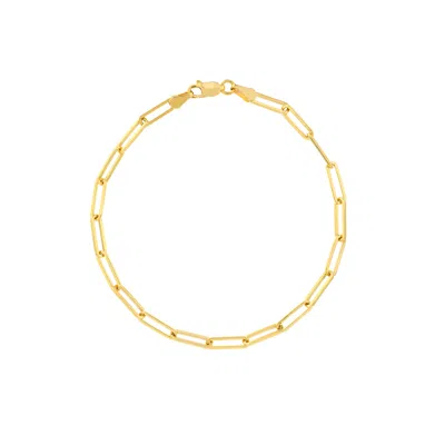 Sselects 14k Solid Yellow Gold 3.80mm Paperclip Chain Bracelet