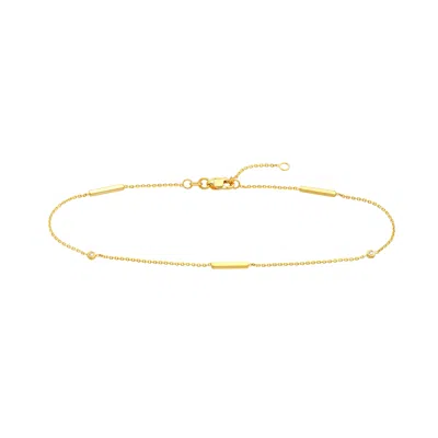 Sselects 14k Solid Yellow Gold And Natural Diamond Bar Anklet