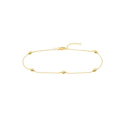 Sselects 14k Solid Yellow Gold Beaded Anklet
