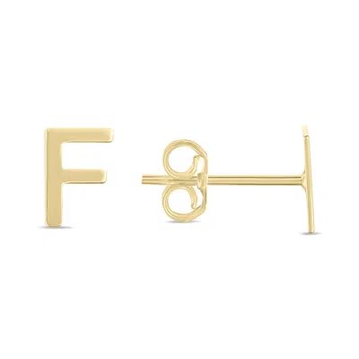 Sselects 14k Solid Yellow Gold Initial F Stud Earrings
