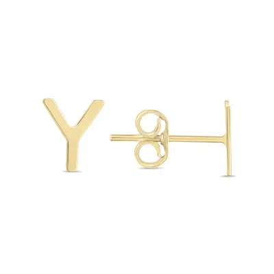 Sselects 14k Solid Yellow Gold Initial Y Stud Earrings