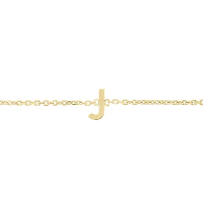 Sselects 14k Solid Yellow Gold J Mini Initial Bracelet