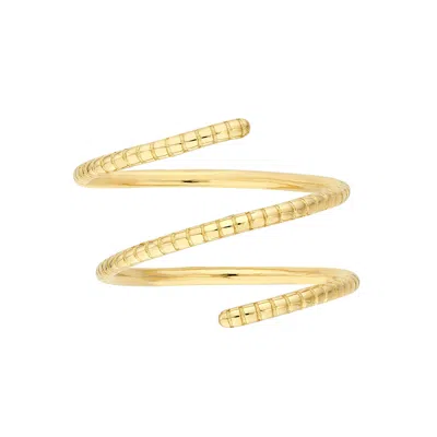 Sselects 14k Solid Yellow Gold Ribbed Texture Wrap Ring