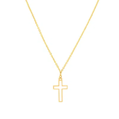 Sselects 14k Solid Yellow Goldcross Enamel Pendant Necklace
