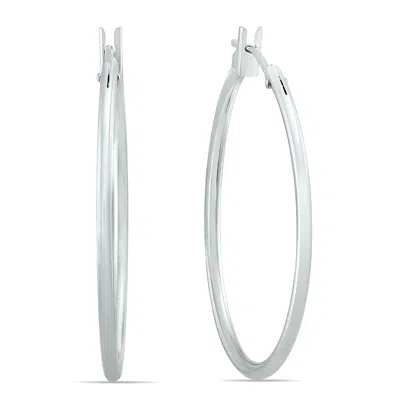 Sselects 14k White Gold 25mm Hoop Earrings 1.5mm Gauges In Silver