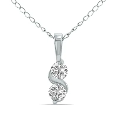 Sselects 1/5 Ctw Infinity Lab-grown Diamond Pendant In 10k White Gold In Silver