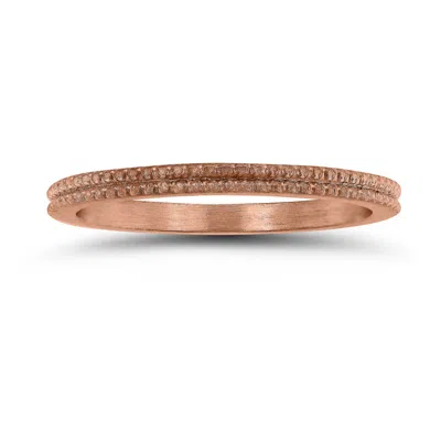 Sselects 1.5mm Thin Beaded Wedding Band In 14k Rose Gold