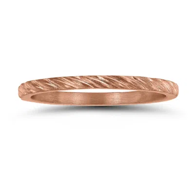 Sselects 1.5mm Thin Rope Twist Wedding Band In 14k Rose Gold In Orange