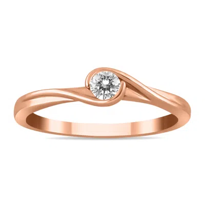 Sselects 1/6 Carat Diamond Solitaire Twist Ring In 10k Rose Gold In Multi