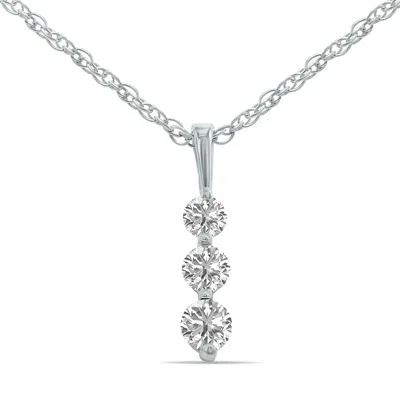 Sselects 1/7 Carat Tw Past Present Future Three Stone Lab Grown Diamond Necklace In .925 Sterling Silver