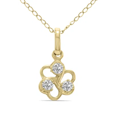 Sselects 1/7 Ctw Three Stone Flower Lab Grown Diamond Pendant In 10k Yellow Gold In Silver