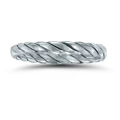 Sselects 1.7mm Braided Rope Twist Wedding Band In 14k White Gold In Silver