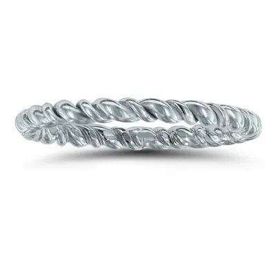 Sselects 1.7mm Rope Twist Wedding Band In 14k White Gold In Silver