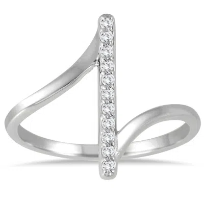 Sselects 1/8 Carat Tw Diamond Bar Ring In 14k White Gold