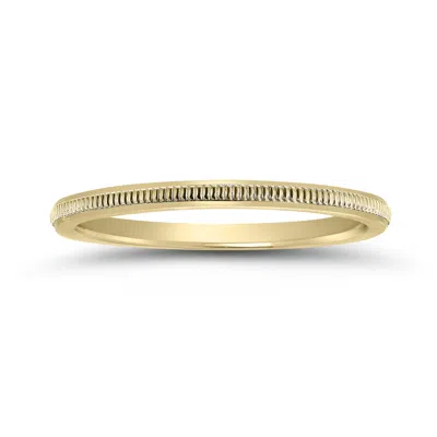 Sselects 1mm Thin Hand-squeezed Milgrain Wedding Band In 14k Yellow Gold