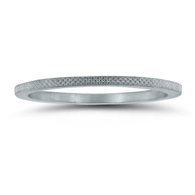 Sselects 1mm Thin Wedding Band With Cross Hatch Center In 14k White Gold In Metallic