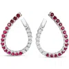 SSELECTS 2 1/2 CARAT FRONT-BACK RUBY AND DIAMOND HOOP EARRINGS IN 14 KARAT WHITE I-J, I1-I2