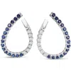 SSELECTS 2 1/2 CARAT FRONT-BACK SAPPHIRE AND DIAMOND HOOP EARRINGS IN 14 KARAT WHITE I-J, I1-I2