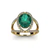 SSELECTS 2 3/4 CARAT OVAL SHAPE EMERALD AND HALO DIAMOND RING IN 14 KARAT YELLOW GOLD