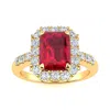 SSELECTS 2 3/4 CARAT RUBY AND HALO DIAMOND RING IN 14 KARAT YELLOW GOLD