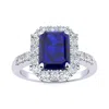 SSELECTS 2 3/4 CARAT SAPPHIRE AND HALO DIAMOND RING IN 14 KARAT WHITE GOLD
