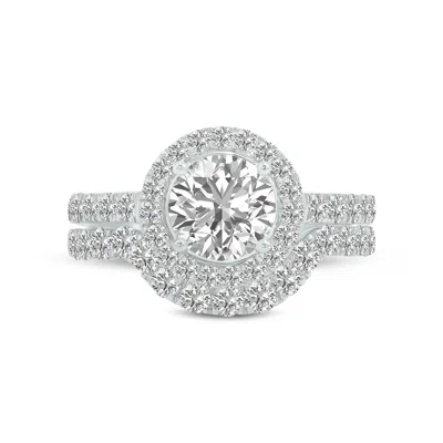 Sselects 2 3/4 Carat Tw Round Lab Grown Diamond Bridal Set In 14k White Gold In Silver