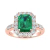 SSELECTS 2 CARAT EMERALD AND HALO DIAMOND RING IN 14 KARAT ROSE GOLD