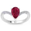 SSELECTS 2 CARAT PEAR SHAPE RUBY AND DIAMOND RING IN 14K WHITE GOLD