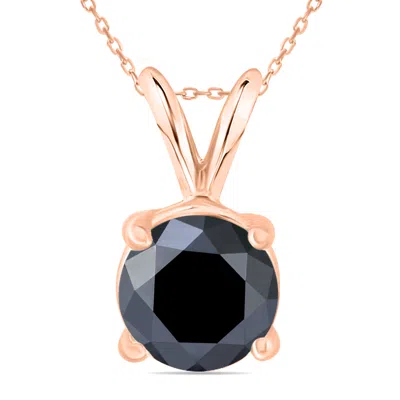 Sselects 2 Carat Round Diamond Solitaire Pendant In 14k In Black