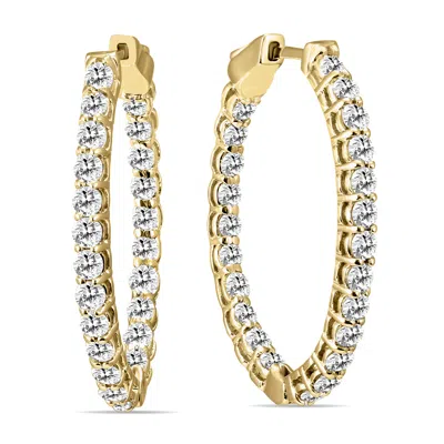 Sselects 2 Carat Tw Oval Diamond Hoop Earrings With Push Button Locks In 14k In Gold