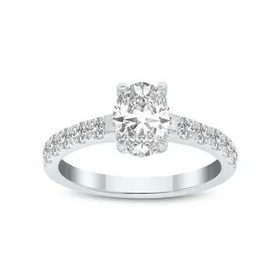 Sselects 2 Carat Tw Oval Lab Grown Diamond Engagement Ring In 14k White Gold In Silver