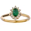 SSELECTS 2/3 CARAT OVAL SHAPE EMERALD AND HALO DIAMOND RING IN 14 KARAT YELLOW GOLD