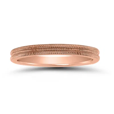Sselects 2mm Ridged Wedding Band In 14k Rose Gold