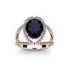 SSELECTS 3 1/2 CARAT OVAL SHAPE SAPPHIRE AND HALO DIAMOND RING IN 14 KARAT ROSE GOLD