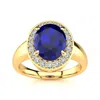 SSELECTS 3 CARAT OVAL SHAPE SAPPHIRE AND HALO DIAMOND RING IN 14 KARAT YELLOW GOLD