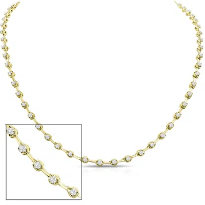 Sselects 3.20 Carat Lab Grown Diamond Space Necklace In 14 Karat Yellow Gold, 17 Inches G-h Color, Vs2 Clarit In Silver