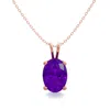 SSELECTS 3/4 CARAT OVAL SHAPE AMETHYST NECKLACE IN 14K ROSE GOLD OVER STERLING SILVER