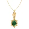 SSELECTS 3/4 CARAT OVAL SHAPE EMERALD NECKLACES WITH ORNATE VINE DESIGN IN 14 KARAT YELLOW CHAIN