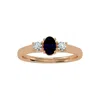 SSELECTS 3/4 CARAT OVAL SHAPE SAPPHIRE AND TWO DIAMOND RING IN 14 KARAT ROSE GOLD