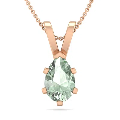 Sselects 3/4 Carat Pear Shape Amethyst Necklace In 14k Rose Gold Over Sterling In Green