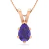 SSELECTS 3/4 CARAT PEAR SHAPE AMETHYST NECKLACE IN 14K ROSE GOLD OVER STERLING