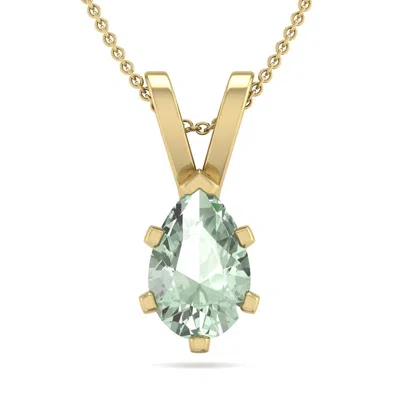 Sselects 3/4 Carat Pear Shape Amethyst Necklace In 14k Yellow Over Sterling Silver In Green