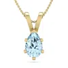 SSELECTS 3/4 CARAT PEAR SHAPE AQUAMARINE NECKLACE IN 14K YELLOW OVER STERLING SILVER