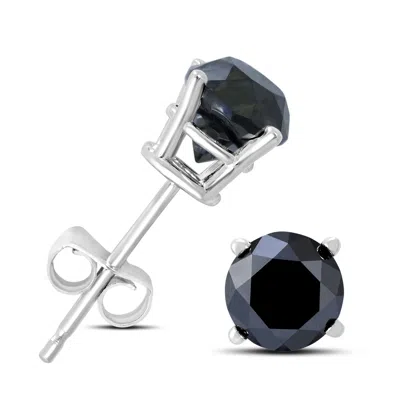 Sselects 3/4 Carat Tw Round Diamond Solitaire Stud Earrings In 10k In Black