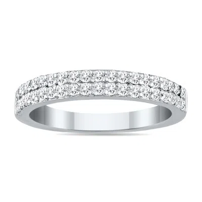 Sselects 3/8 Carat Tw Double Row Diamond Wedding Band In 10k White Gold